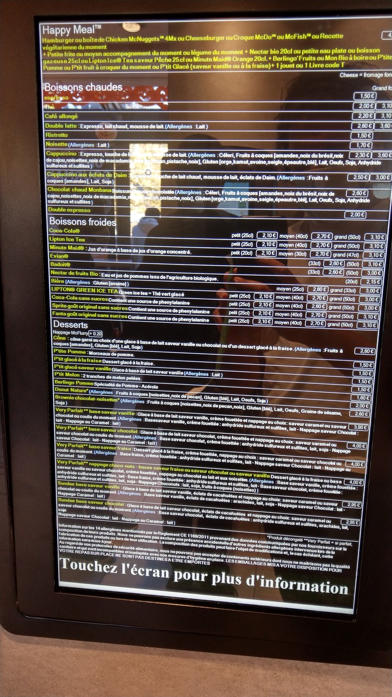 McDonald's menu 1