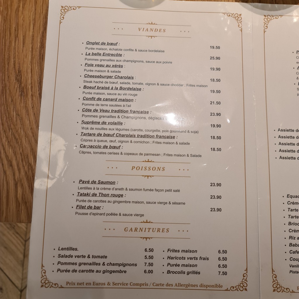 Café de la Seine Paris 16 menu 2