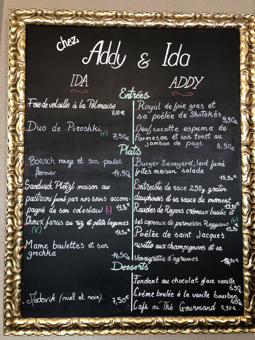 Chez Addy & Ida menu 1