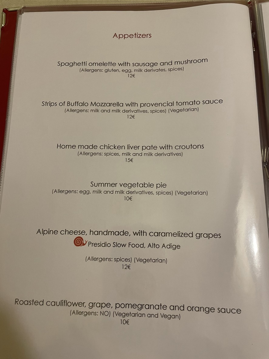 Spirito di Vino menu 1