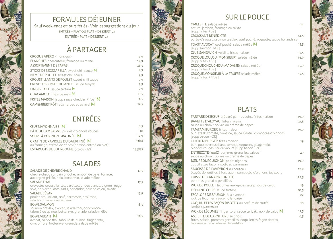 BRASSERIE LE TAMBOUR menu 1