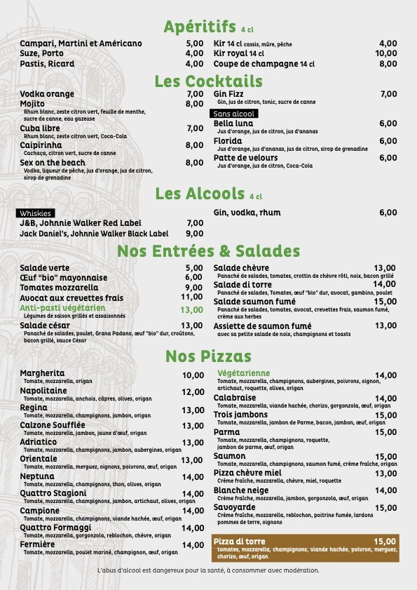 Torre di Pizza menu 1