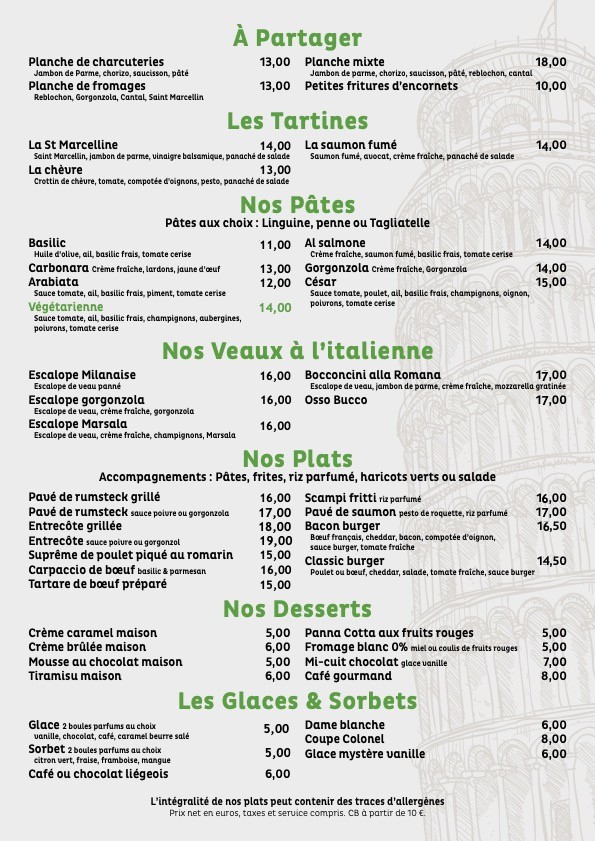 Torre di Pizza menu 2