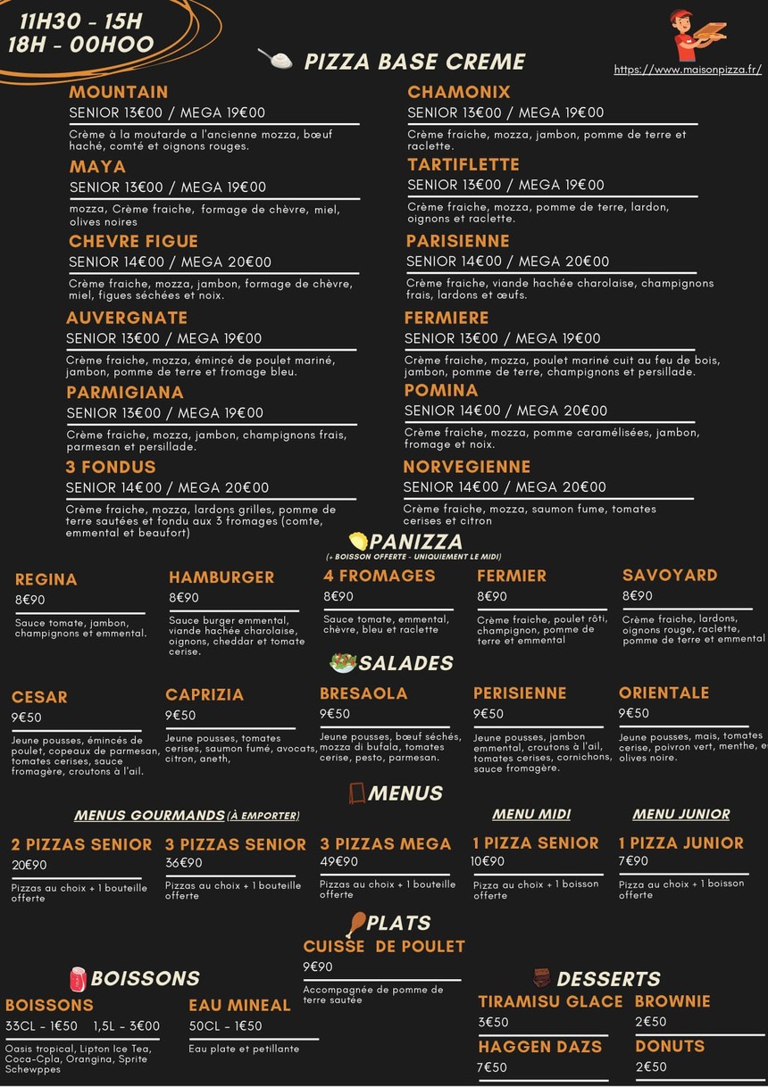 Maison pizza menu 2