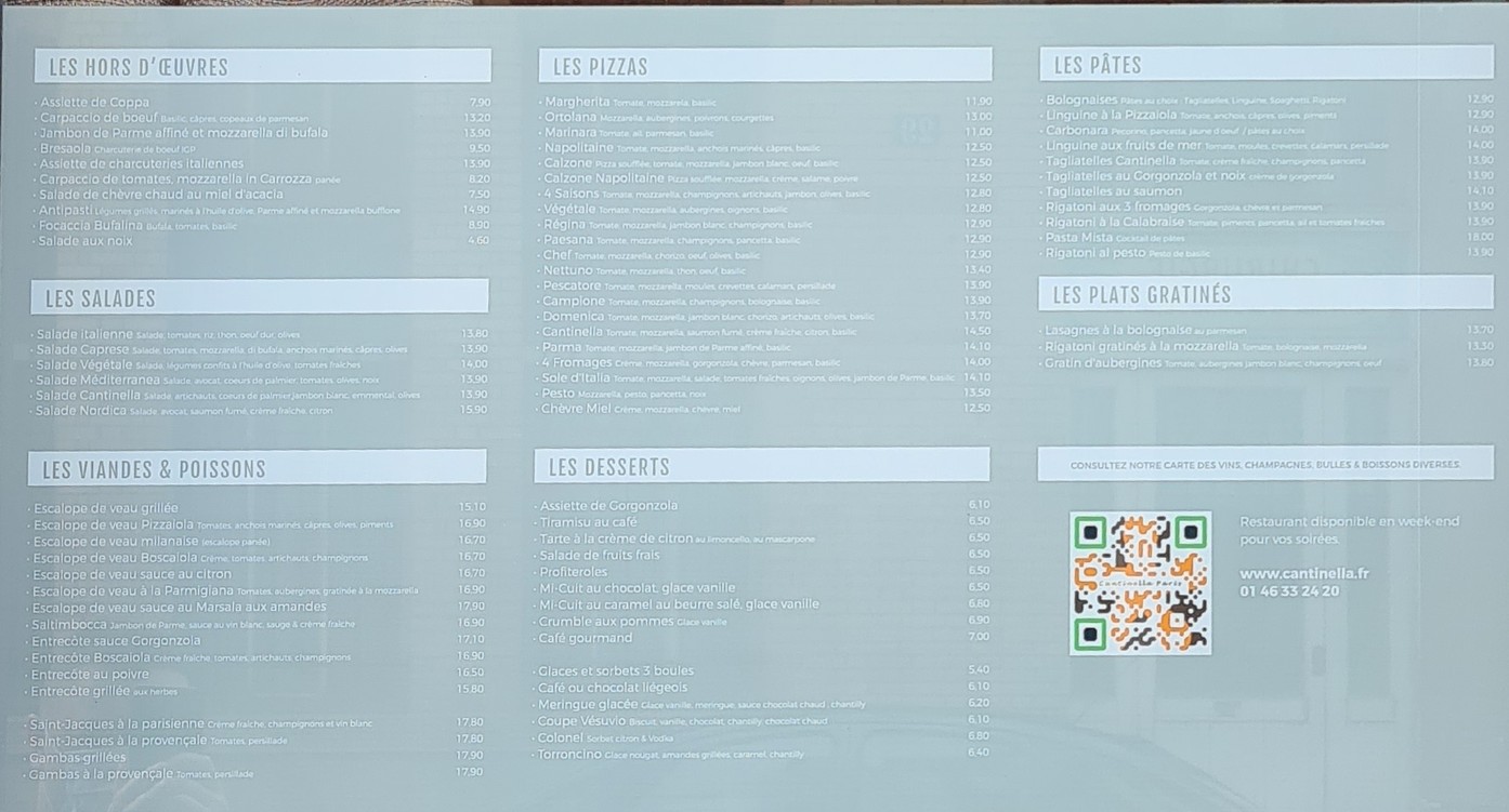 CANTINELLA menu 2