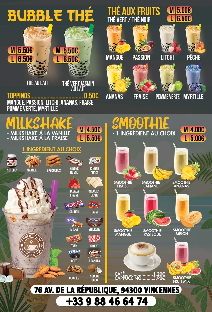 Street Café (Bubble Tea) menu 2