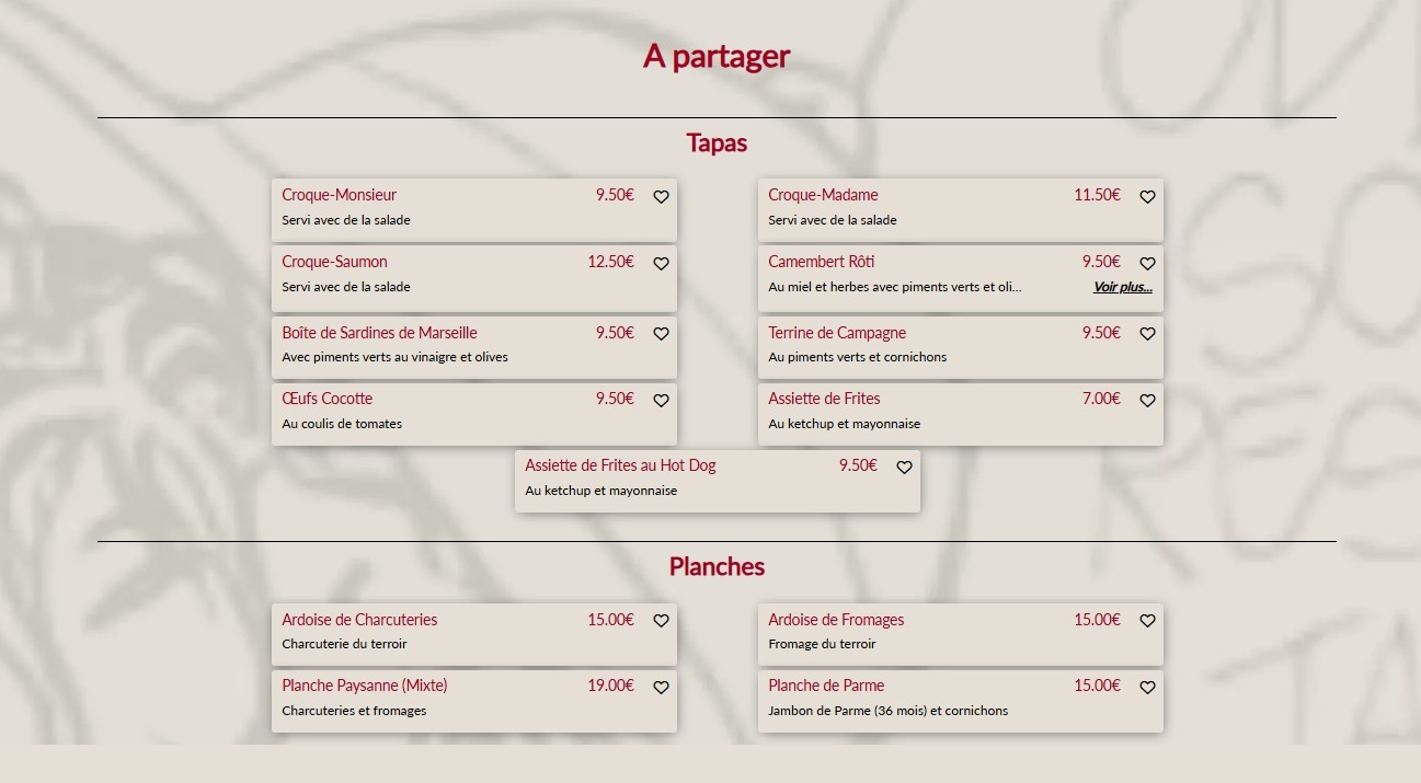 Le Declic menu 1