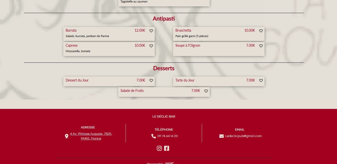 Le Declic menu 4