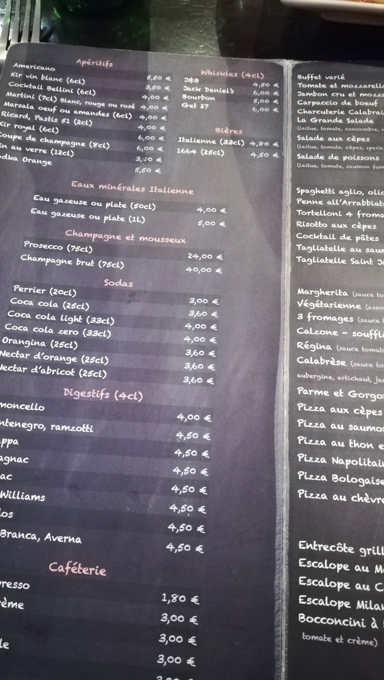 L'Auberge Calabraise menu 1