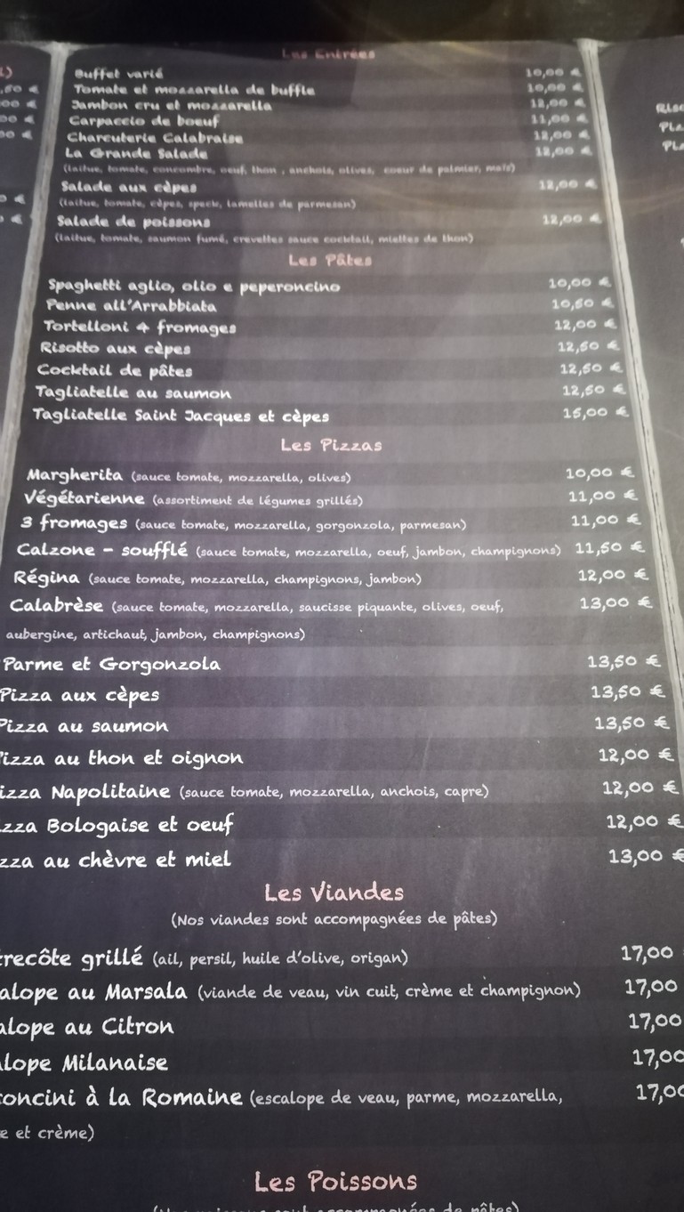 L'Auberge Calabraise menu 2