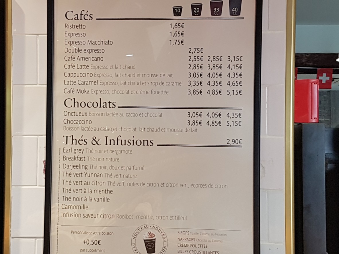 PAUL menu 2