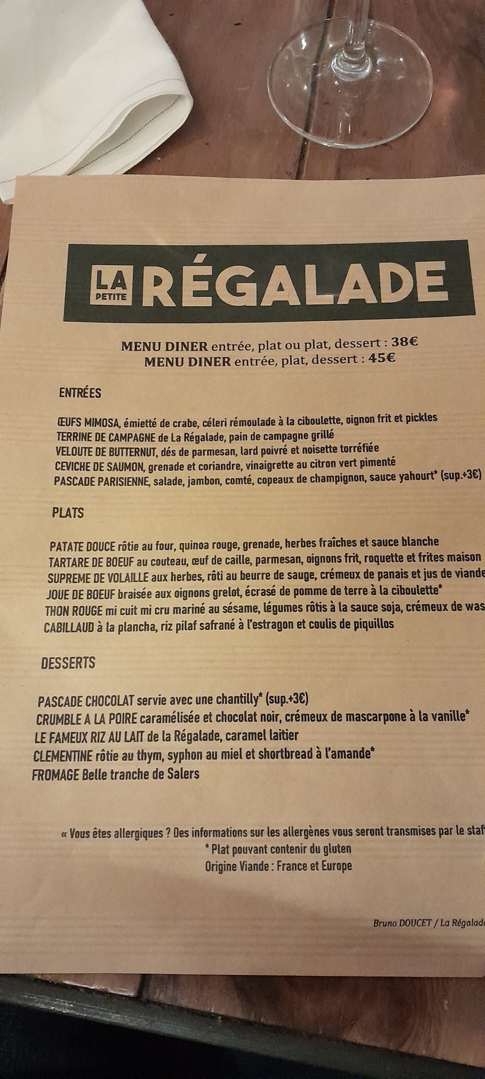 La Petite Régalade menu 4