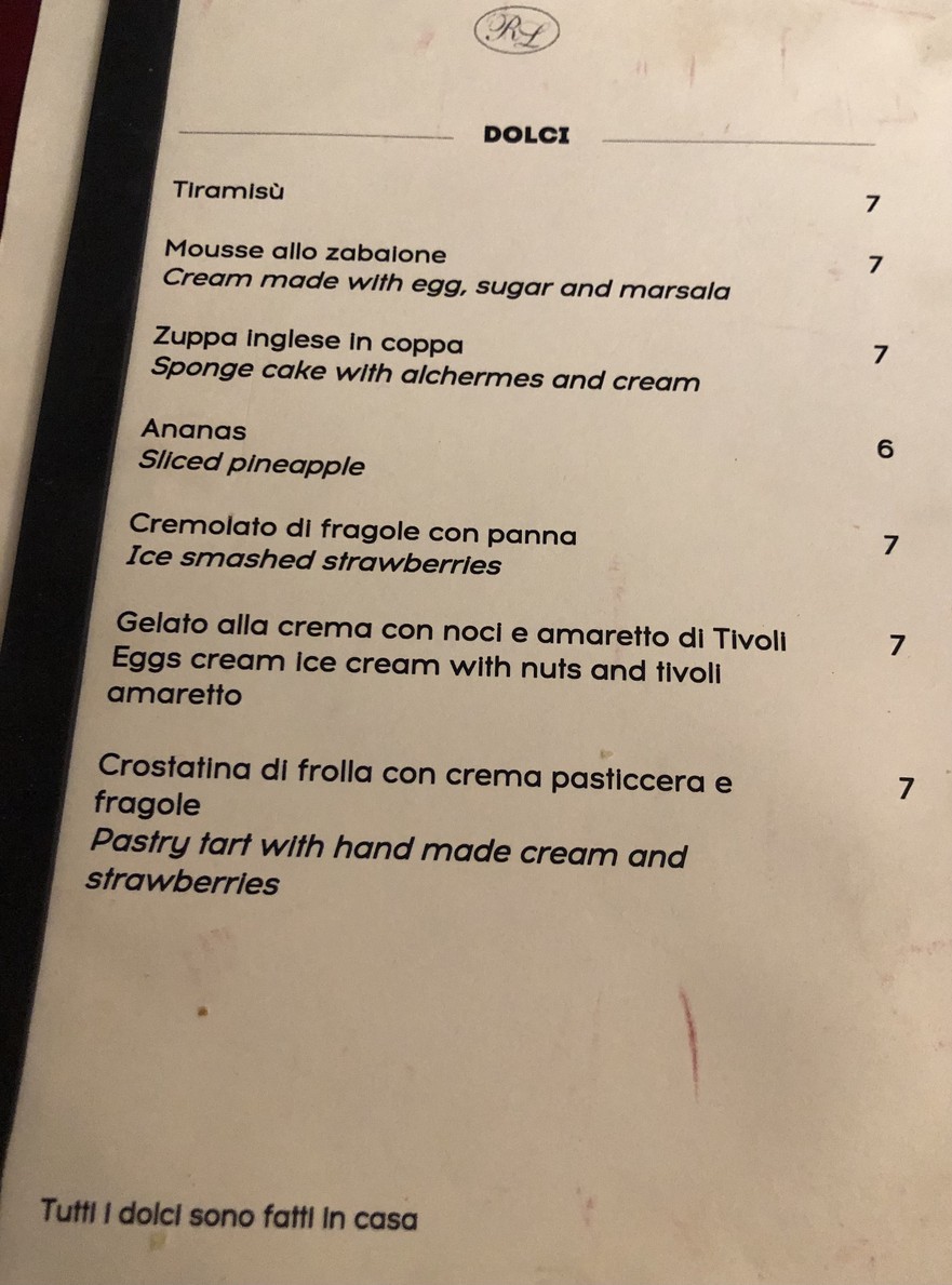 Da Roberto e Loretta menu 2