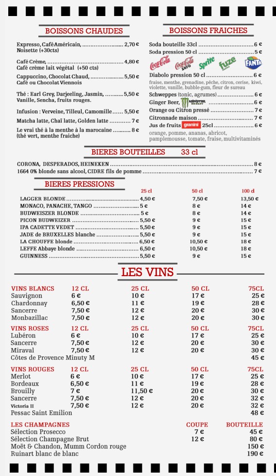 Pub La Station Paris – Restaurant, Bar & Soirées Karaoké menu 3