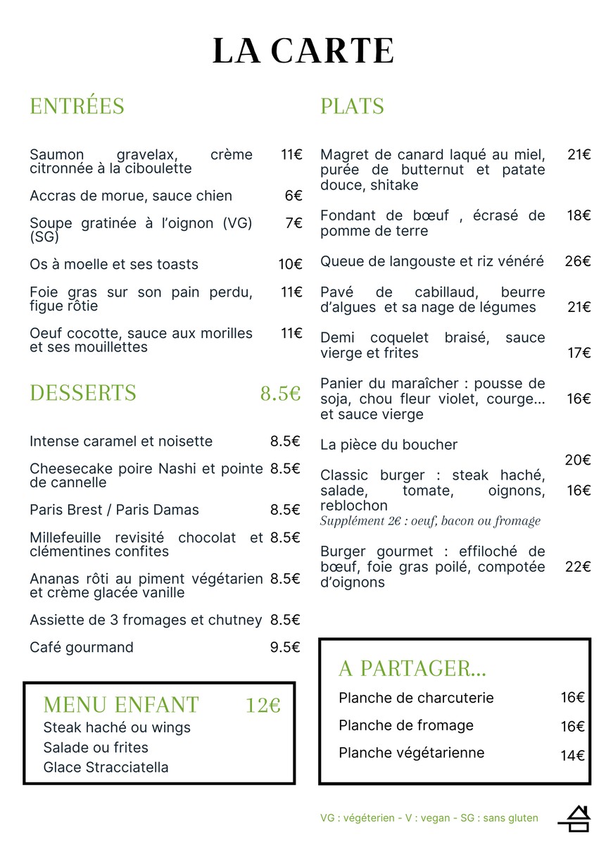 Relay Resto Pantin menu 1