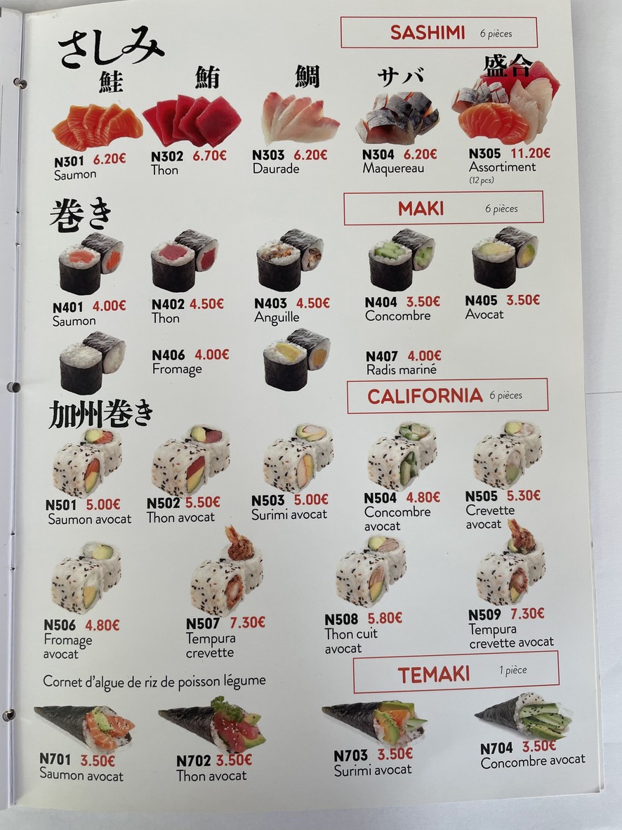 Top Sushi menu 4