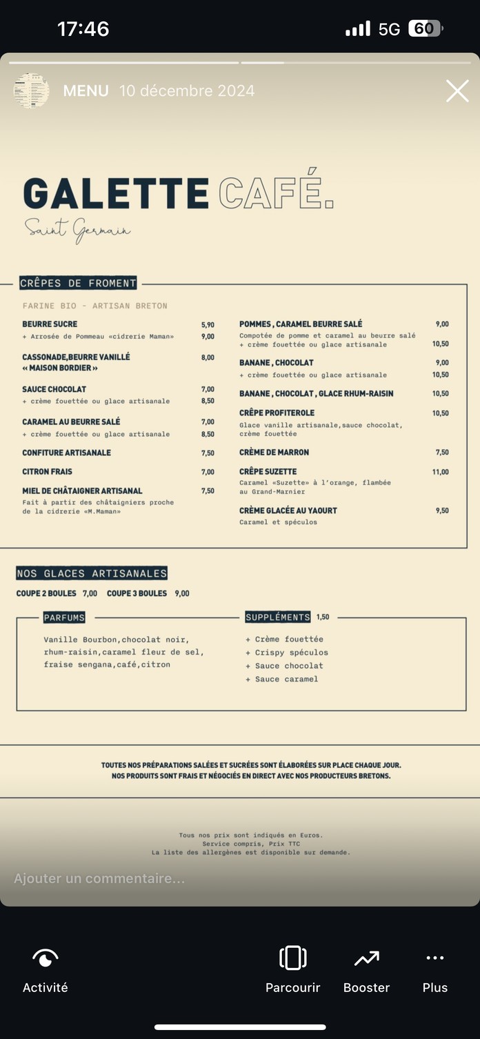 Galette Café menu 2