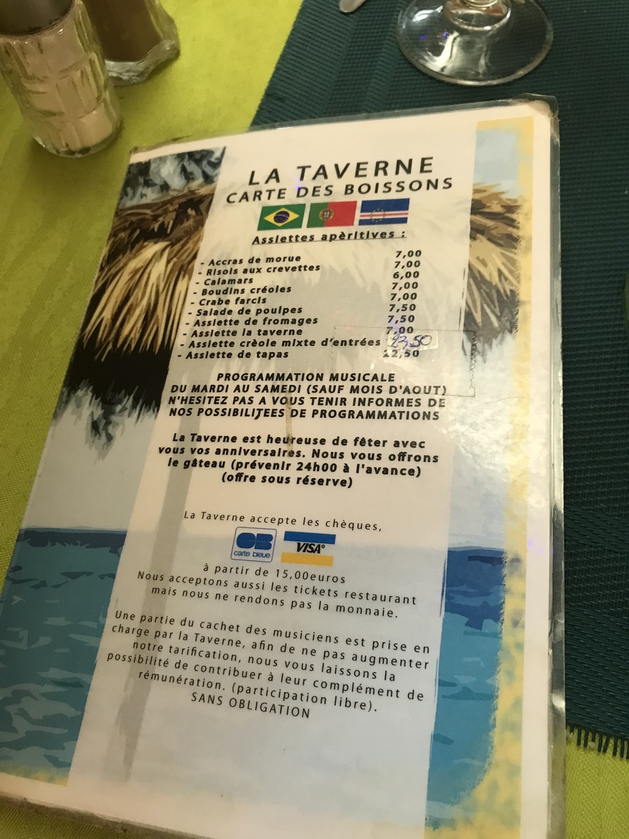 La Taverne du Cap Vert et du Brésil menu 2