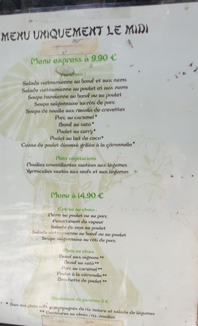 Sourire d'Asie menu 2