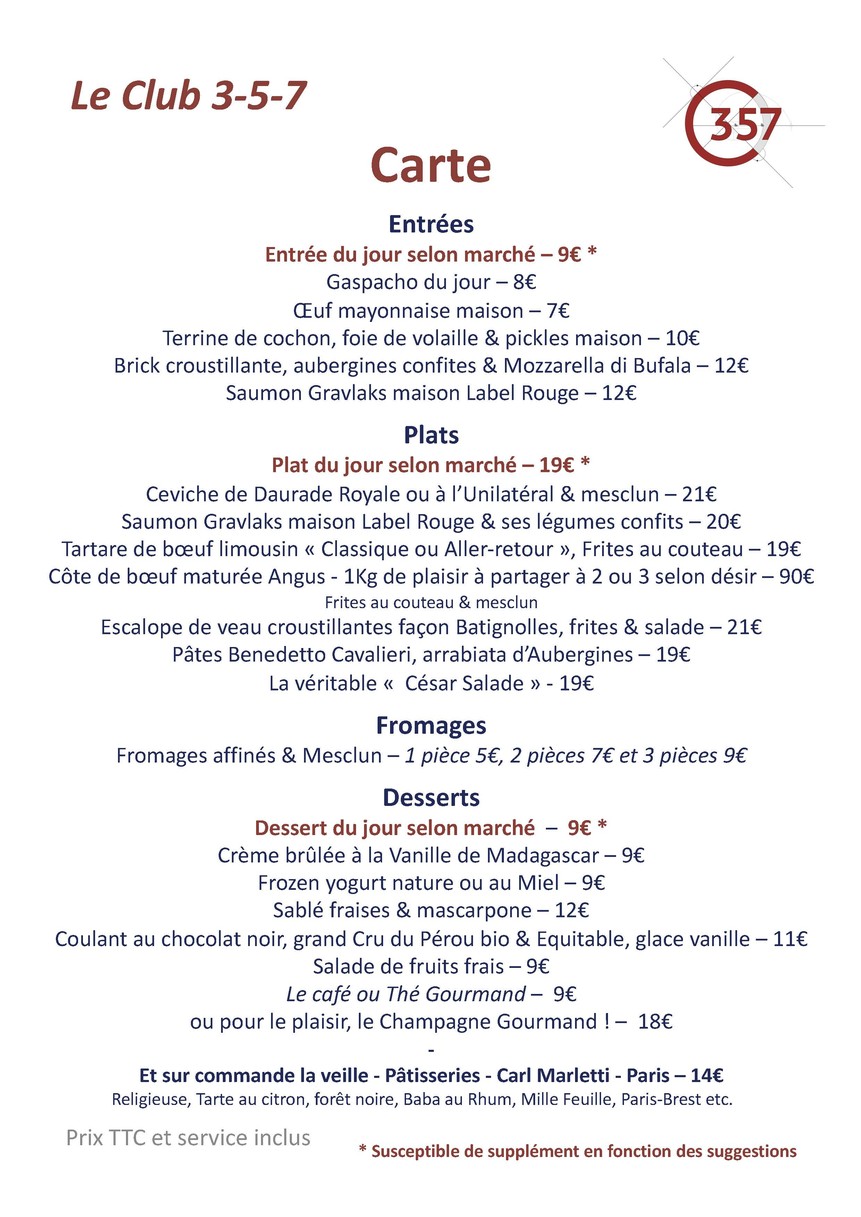 Club 3-5-7 menu 1