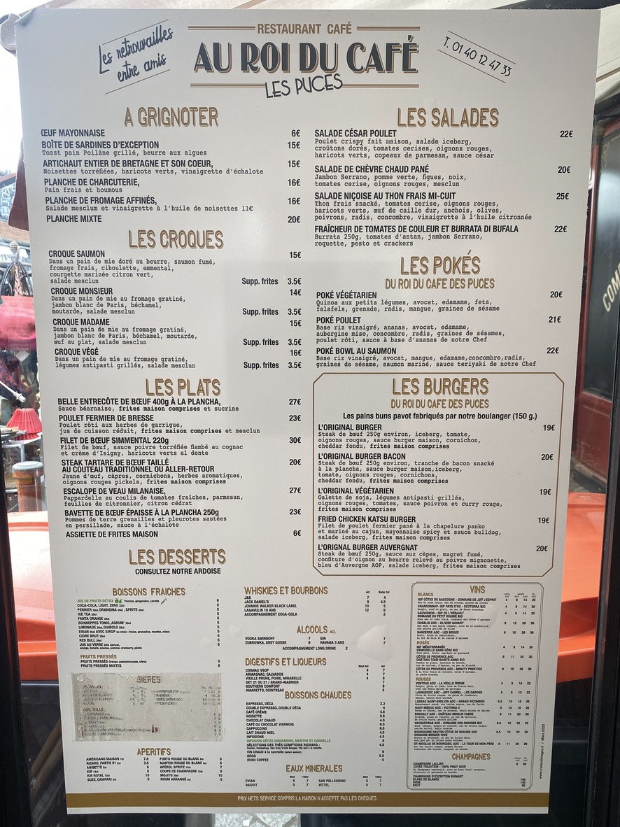 Au Roi du Café menu 1