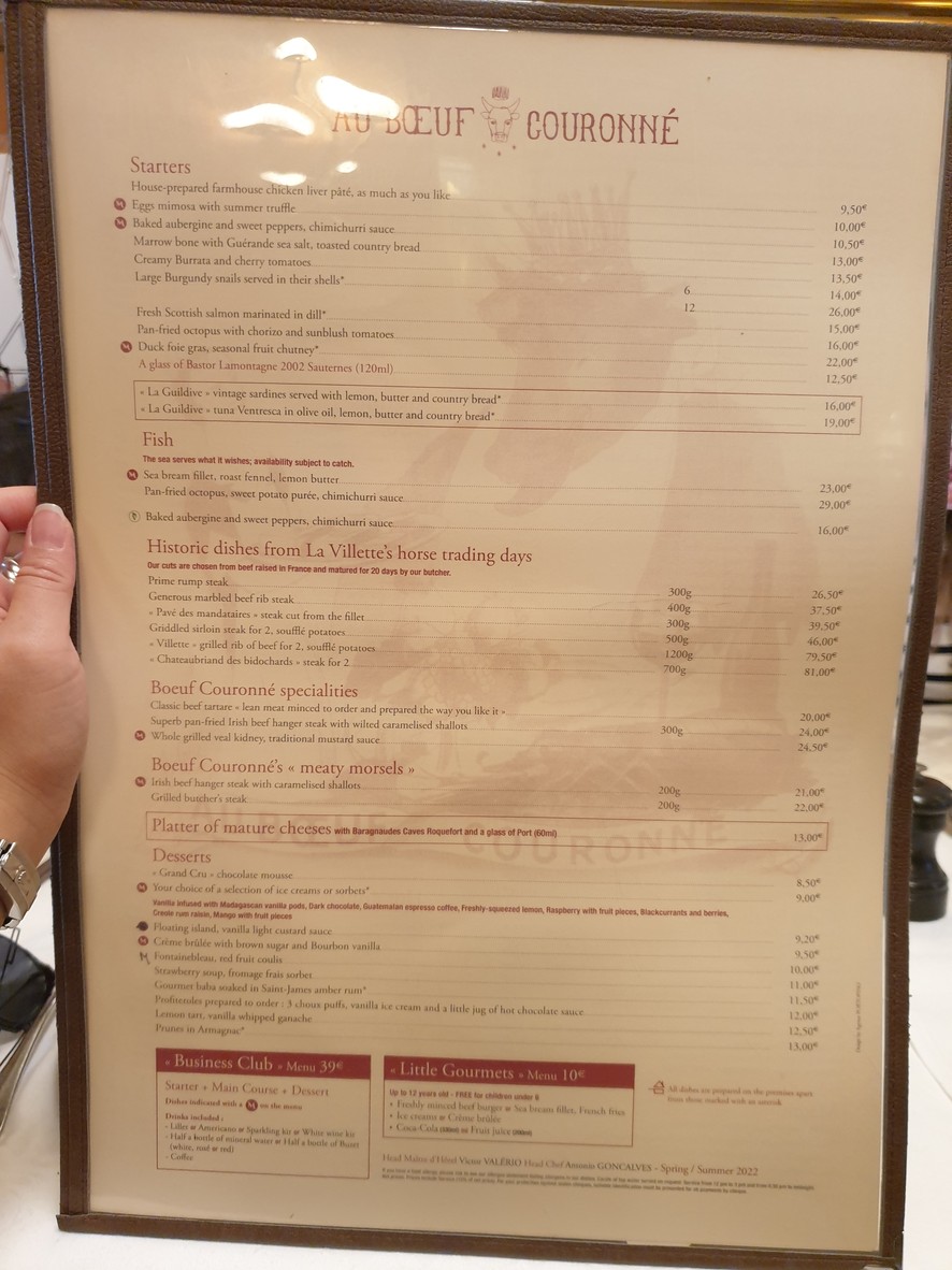 Hôtel Restaurant Au Boeuf Couronné menu 2