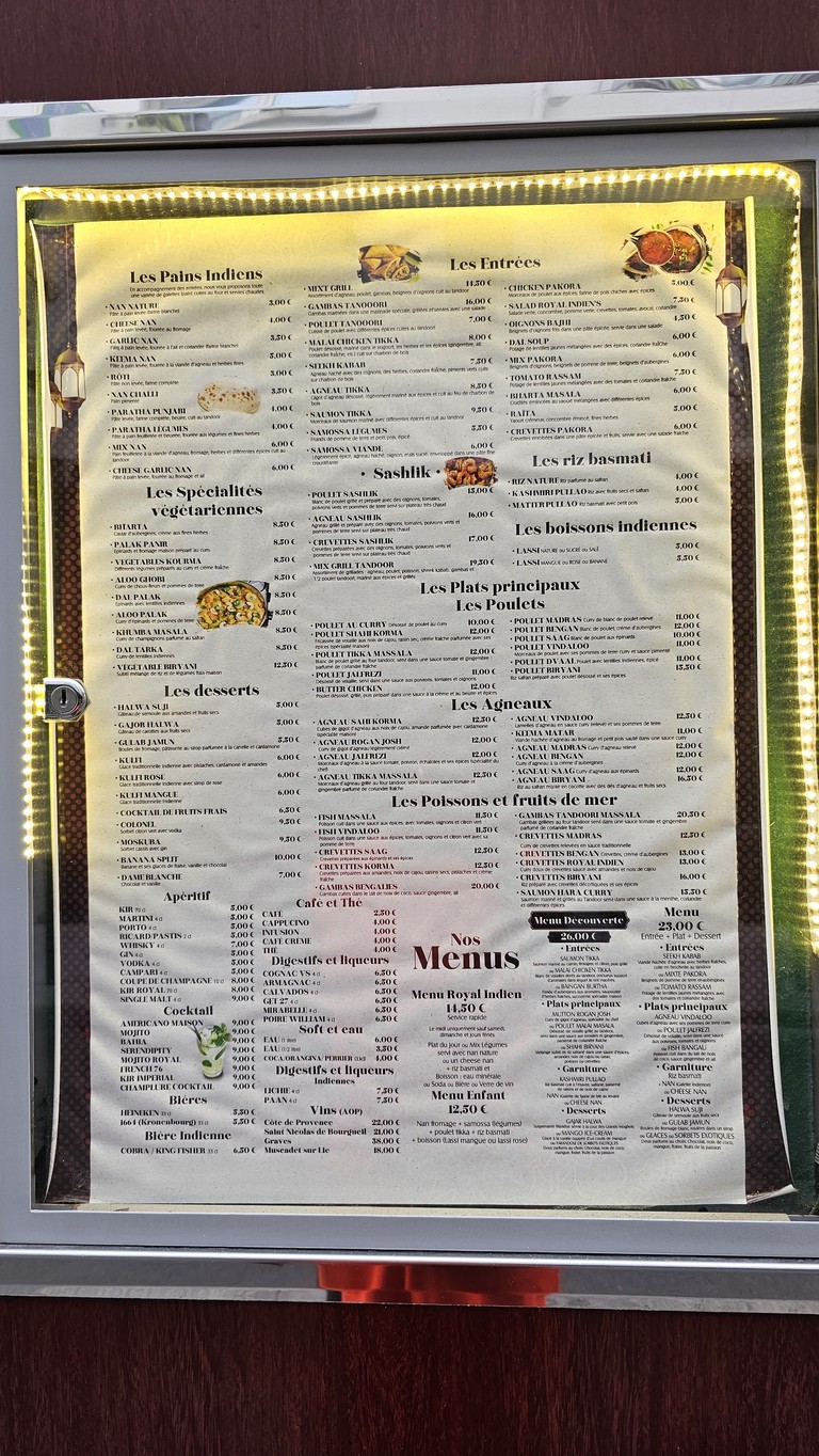 Royal Indien menu 2