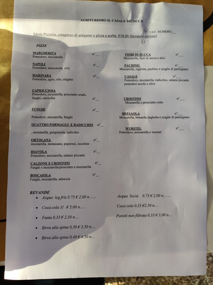 Agriturismo Il Casale Bicocca menu 2