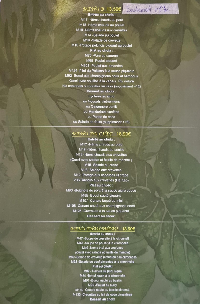Le Petit Saïgon Suresnes menu 2