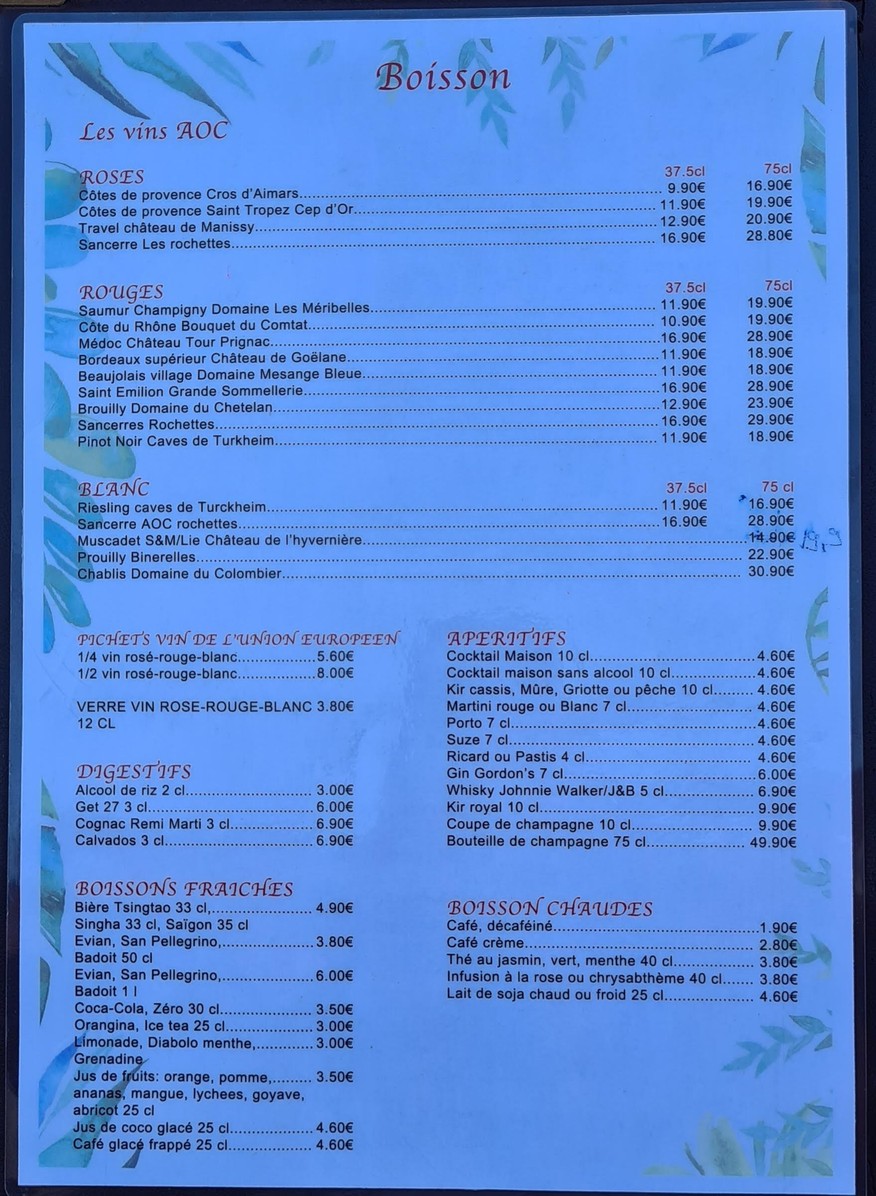 Le Petit Saïgon Suresnes menu 4