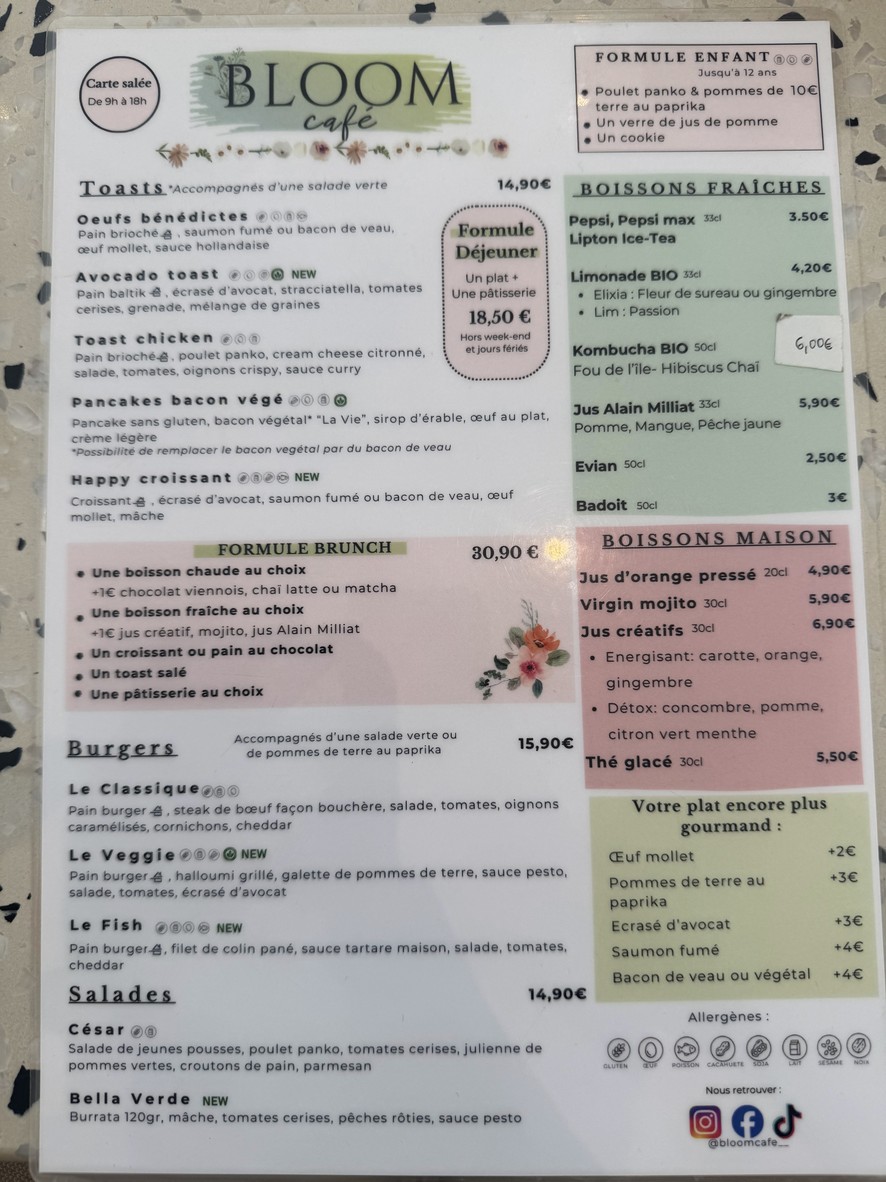 Bloom café menu 2