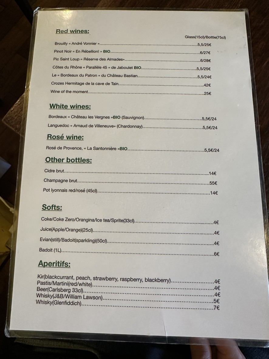 Le Potager du Père Thierry menu 2