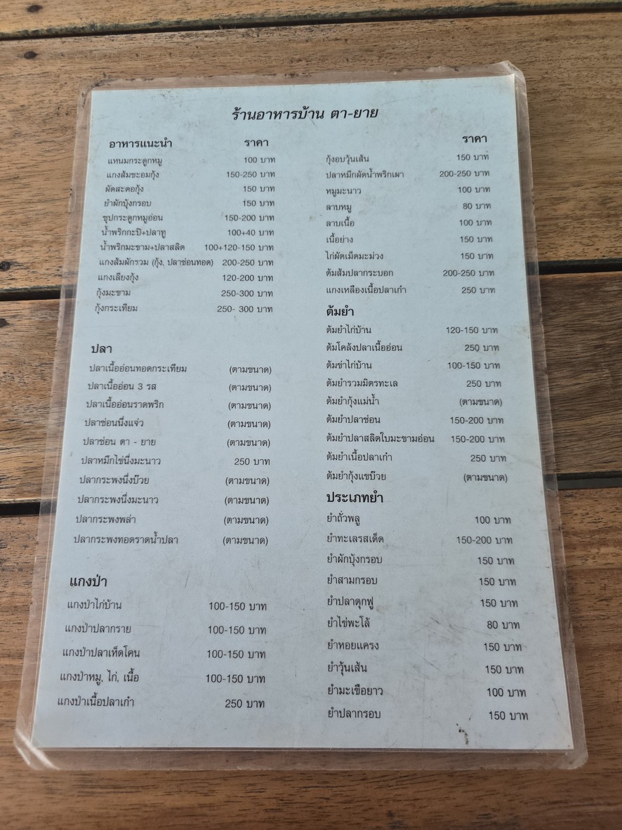 Baan Ta-Yai Thai Restaurant menu 1