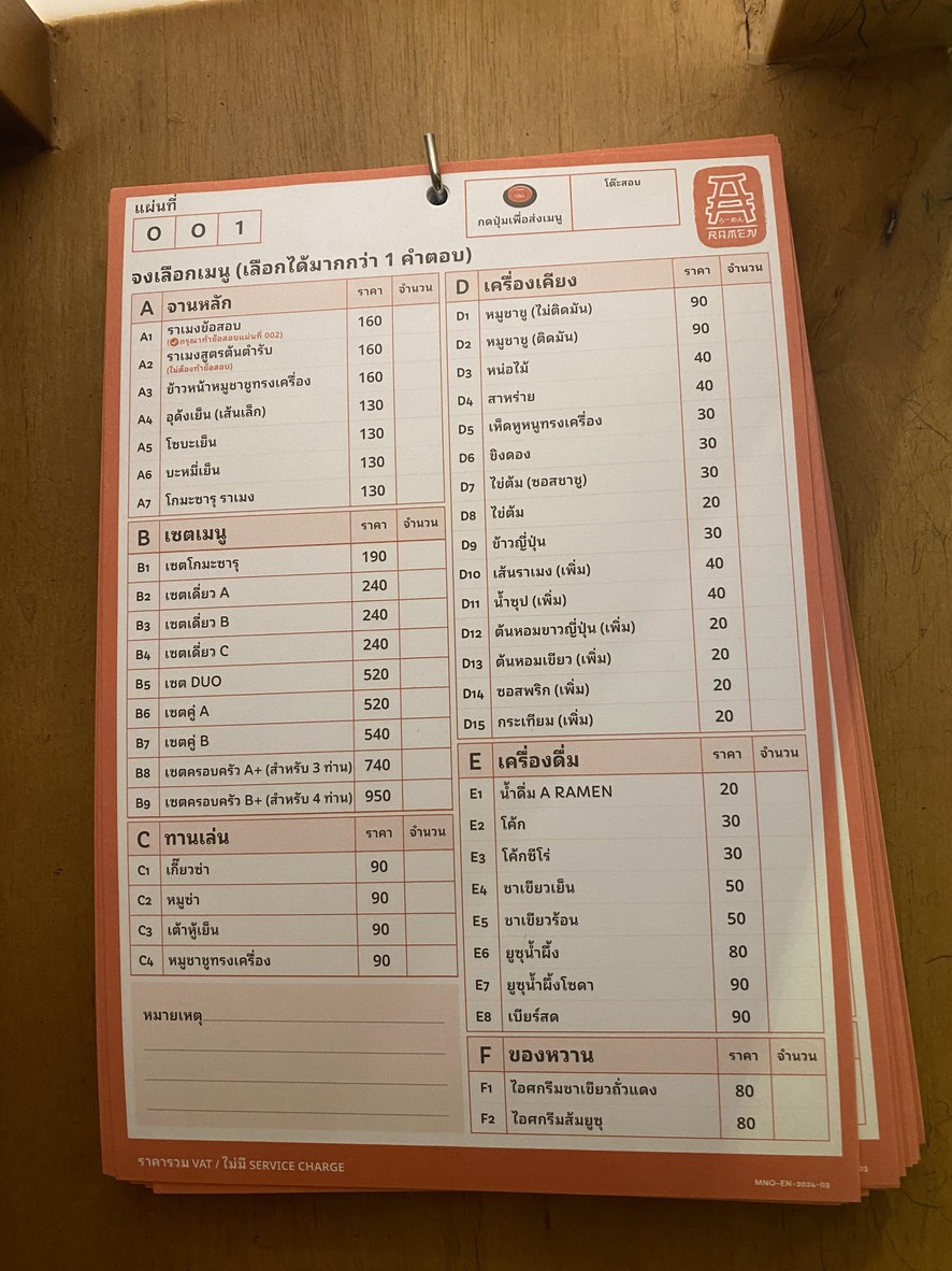 A Ramen menu 1