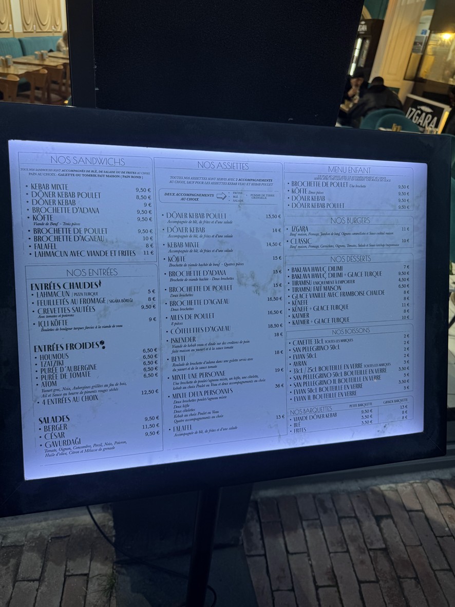 Izgara menu 1