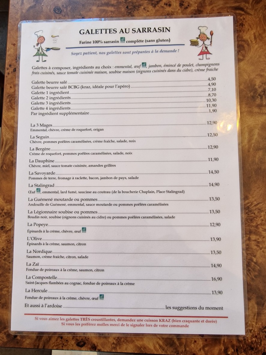 Crêperie Le Belem menu 1