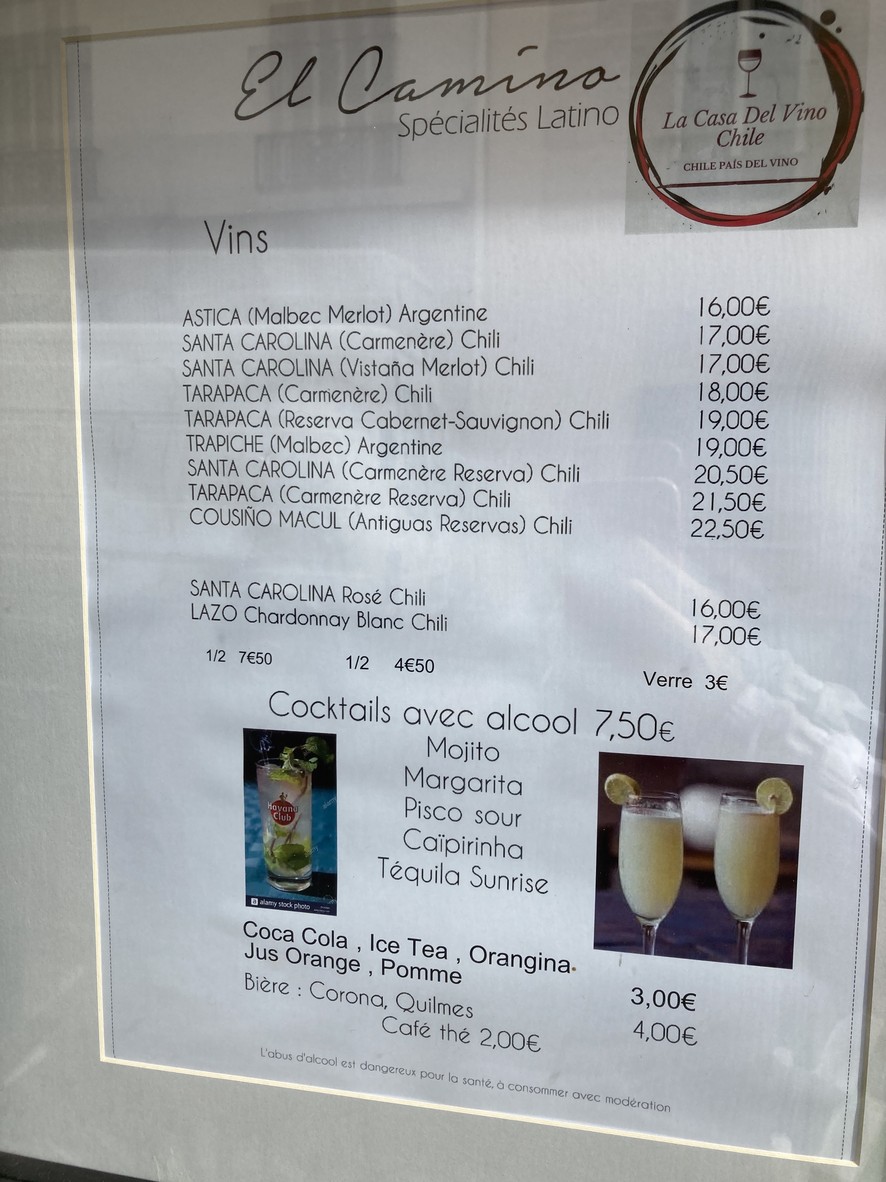Restaurant El Camino menu 2