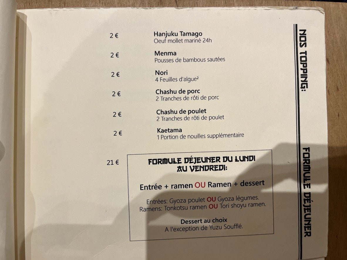 RAMEN WANG - Restaurant Ramen Paris 14 menu 4