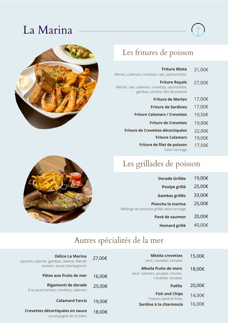 LA MARINA menu 2