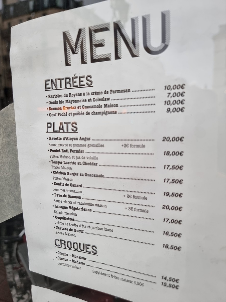 Cafe Lorette menu 1