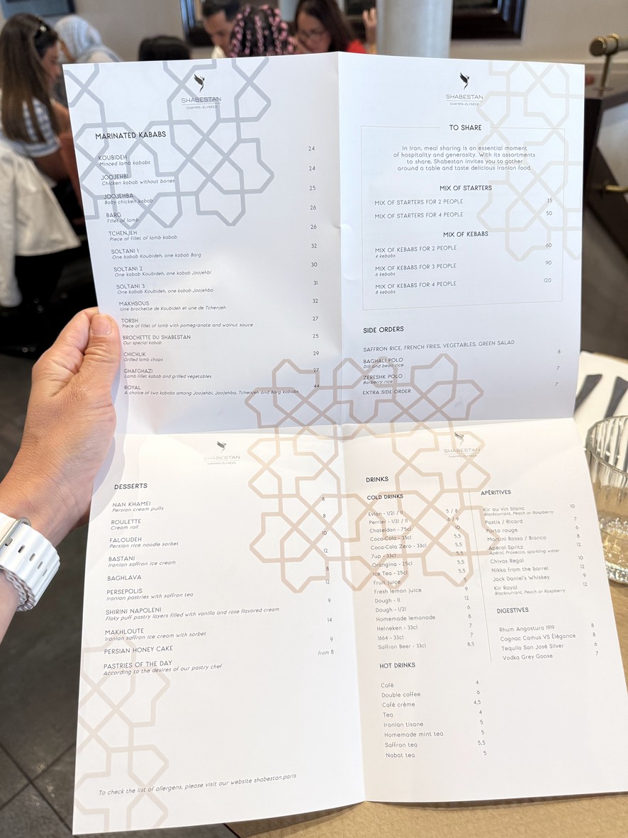 Shabestan menu 3