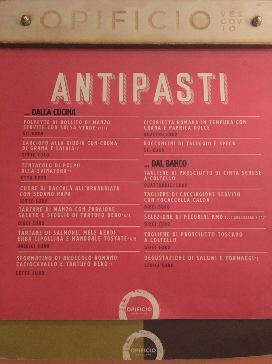 OPIFICIO VESCOVIO menu 2