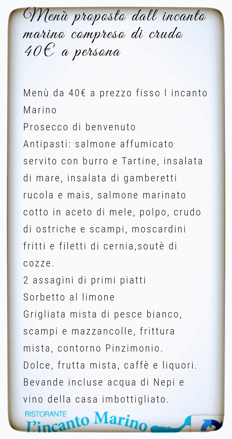 L'Incanto Marino menu 1