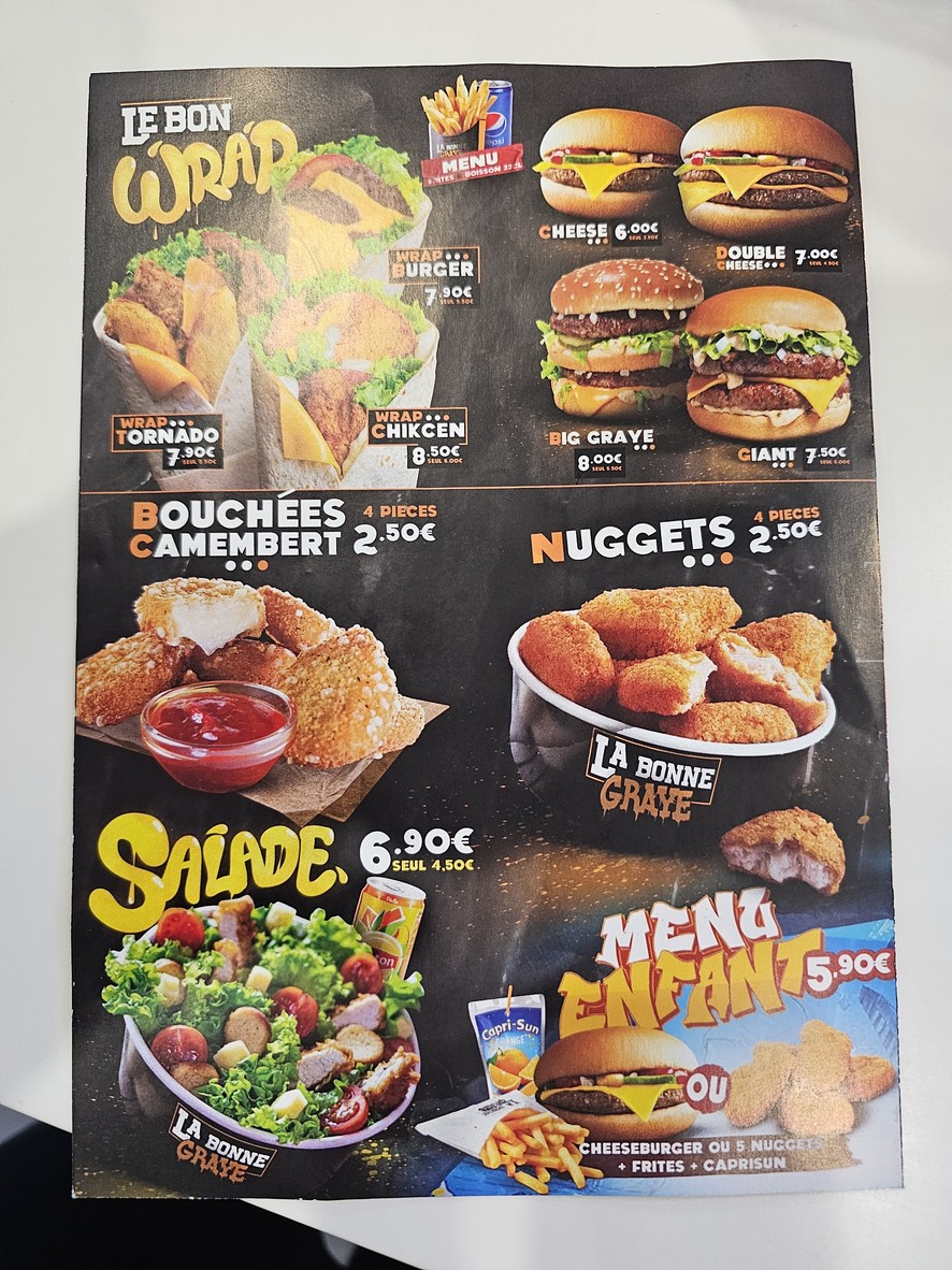 LA BONNE GRAYE - MALAKOFF menu 1