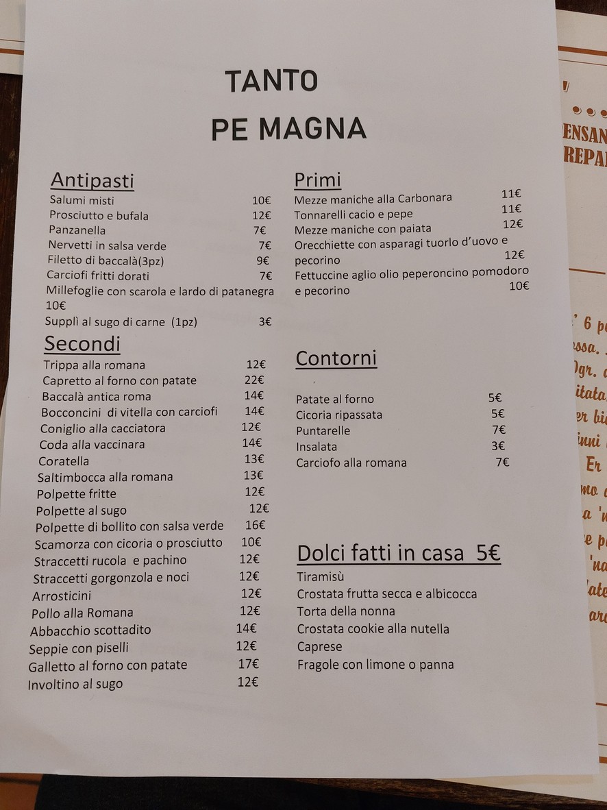 Tanto pè Magnà menu 1