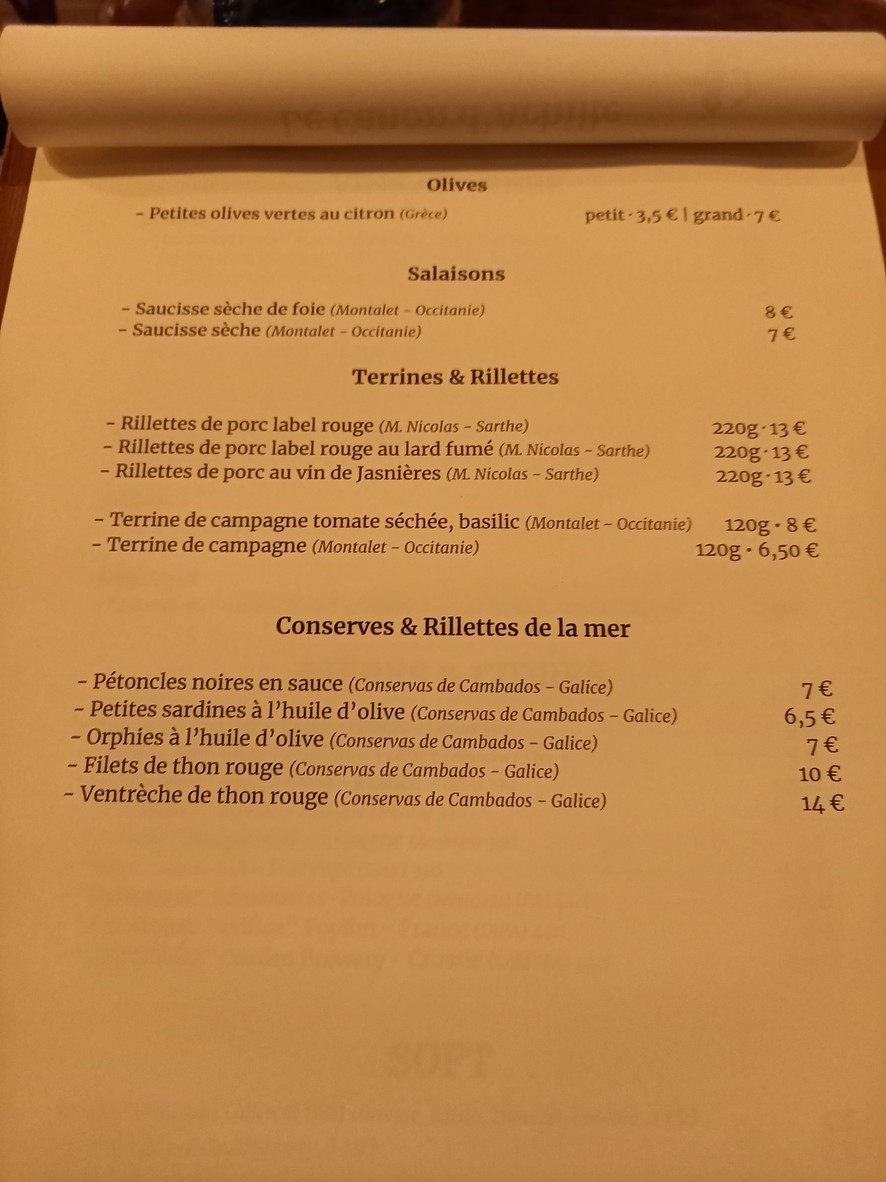 Le Canon d’Achille menu 1