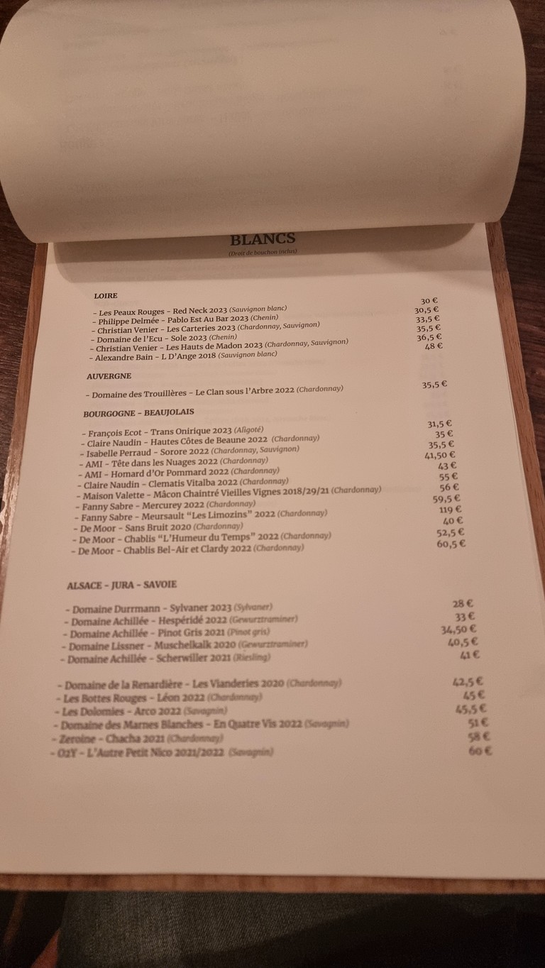 Le Canon d’Achille menu 3