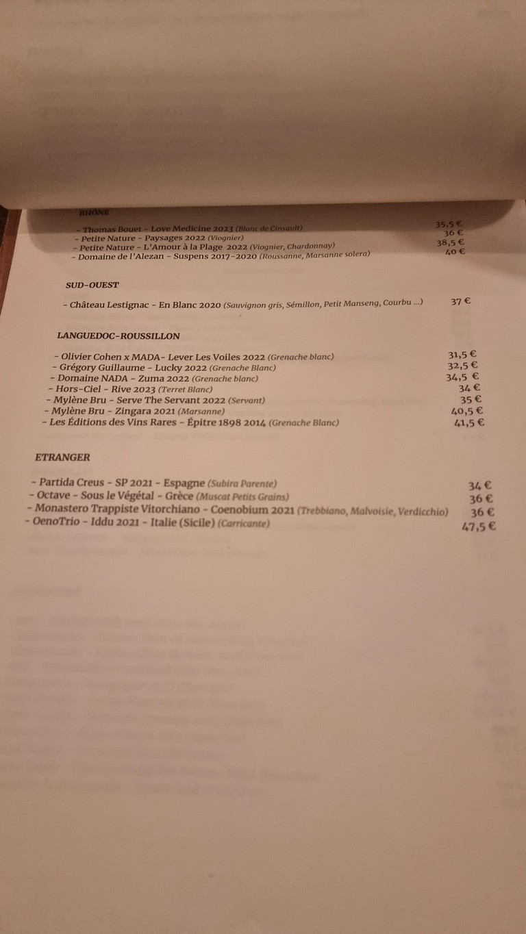 Le Canon d’Achille menu 4