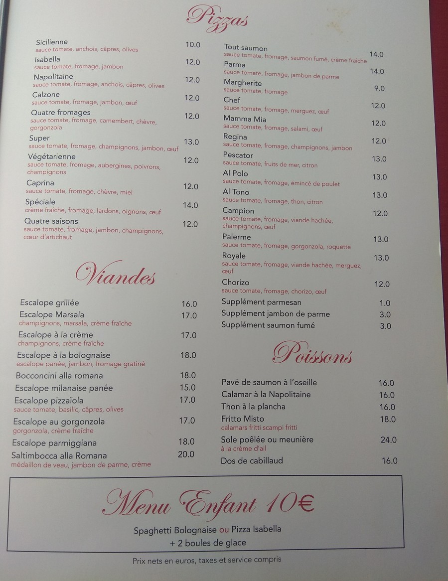 Mamma Mia menu 1
