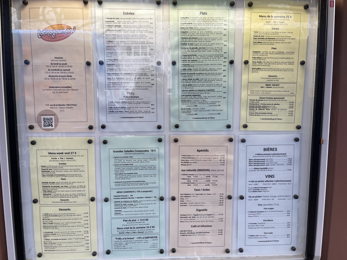 LatinoGourmand menu 1